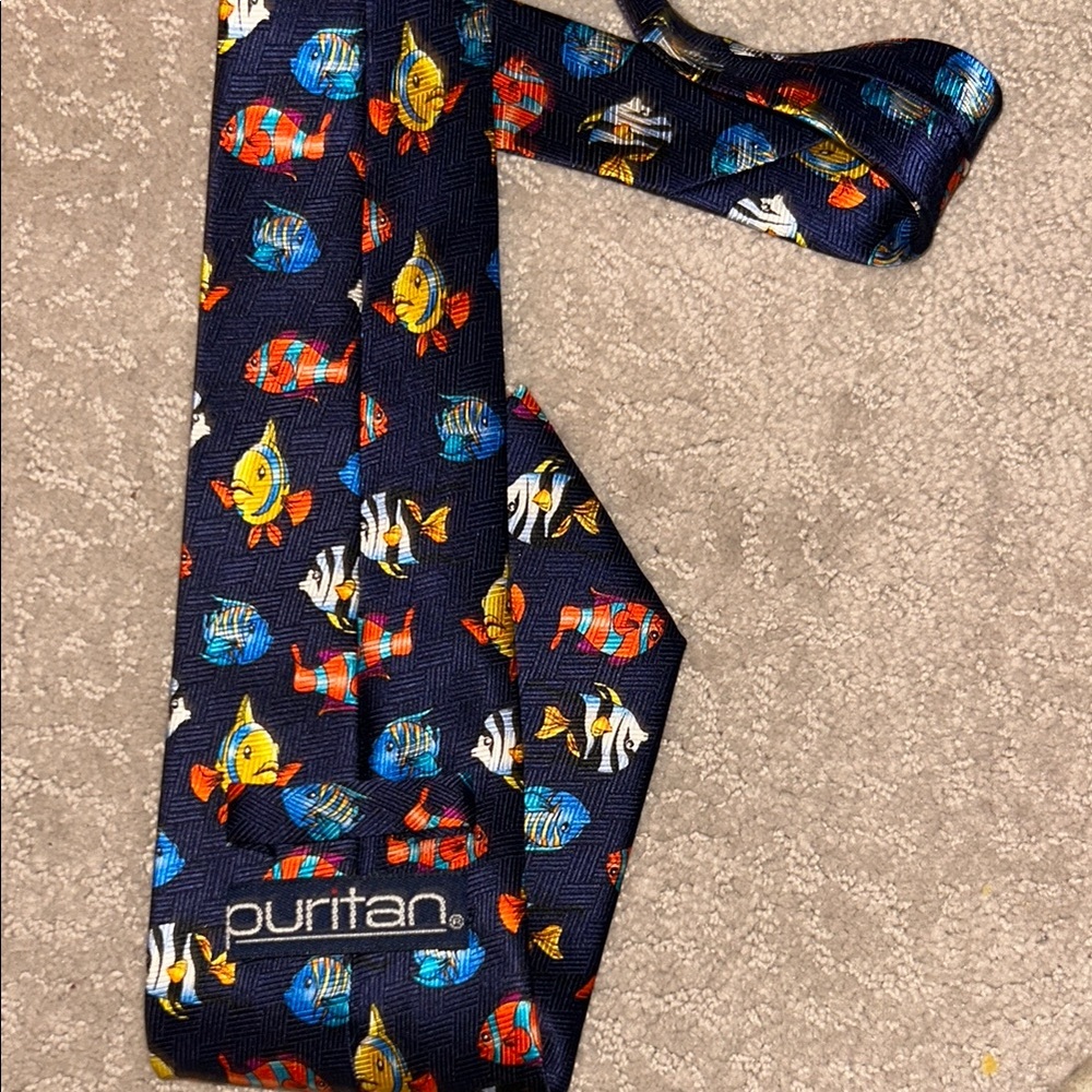 Colorful Fish Pattern Men’s Neck Tie - Picture 2 of 2